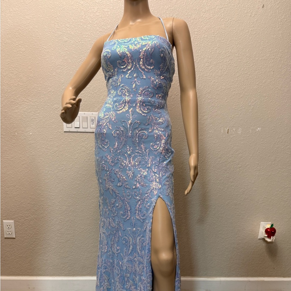 Windsor Light Blue Sequin Prom Dress